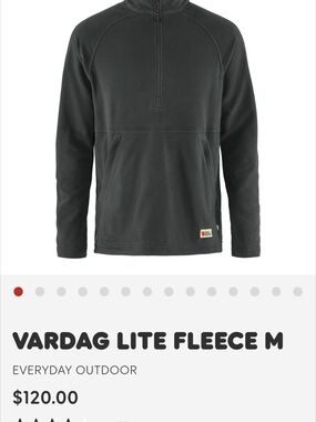 NWT - Vardag Lite Fleece Half-Zip Pullover - Dark Charcoal